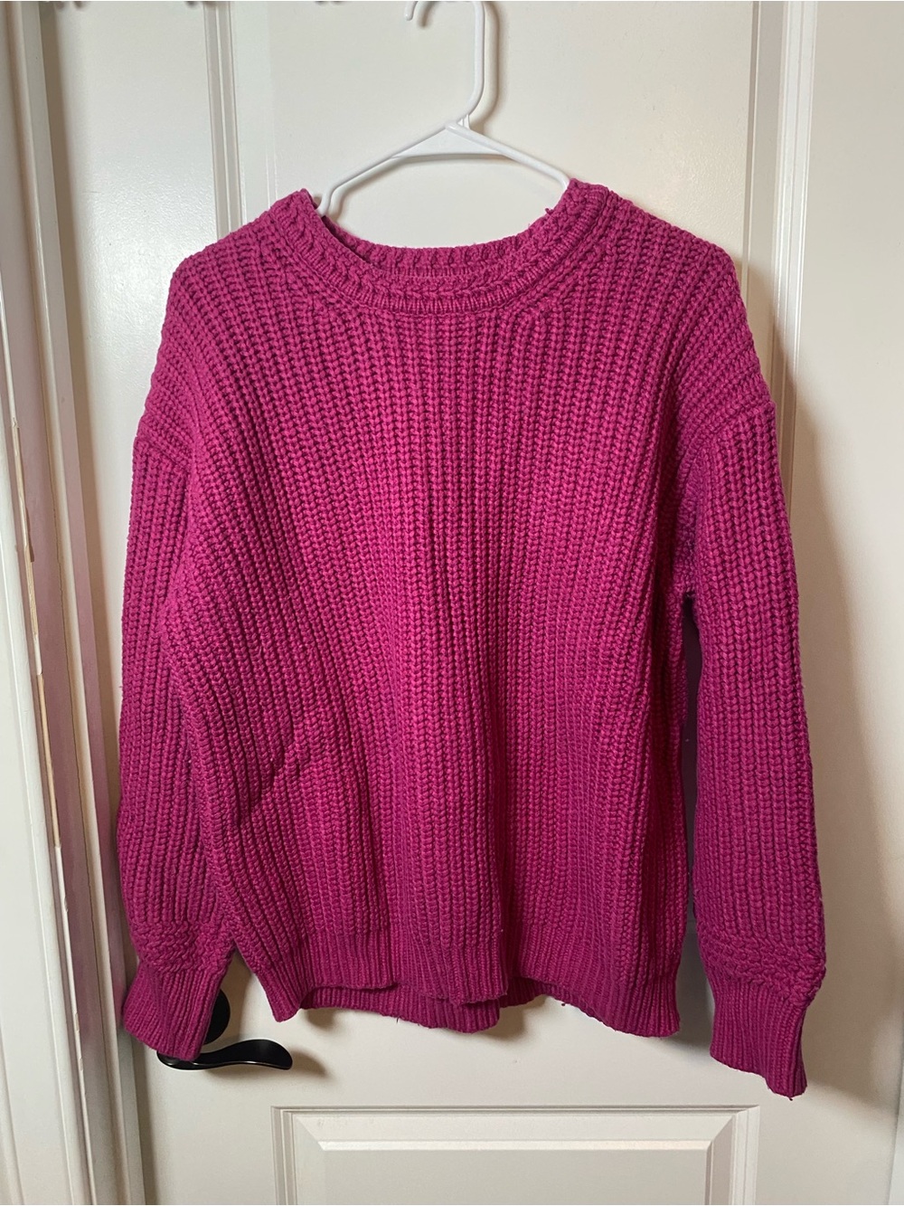 Marine Layer Chunky Crewneck Sweater in Fuchsia Pink